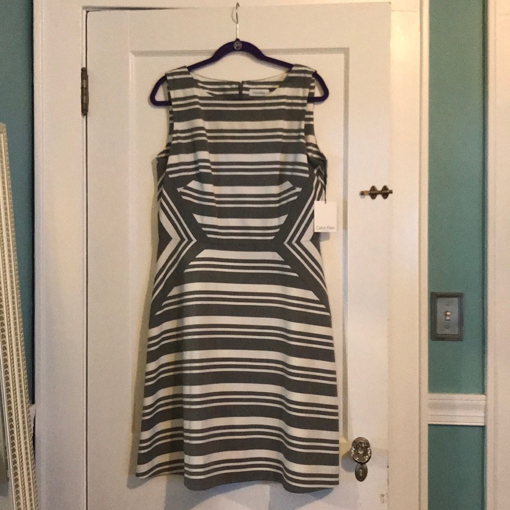 Sleeveless striped fit and flare dress